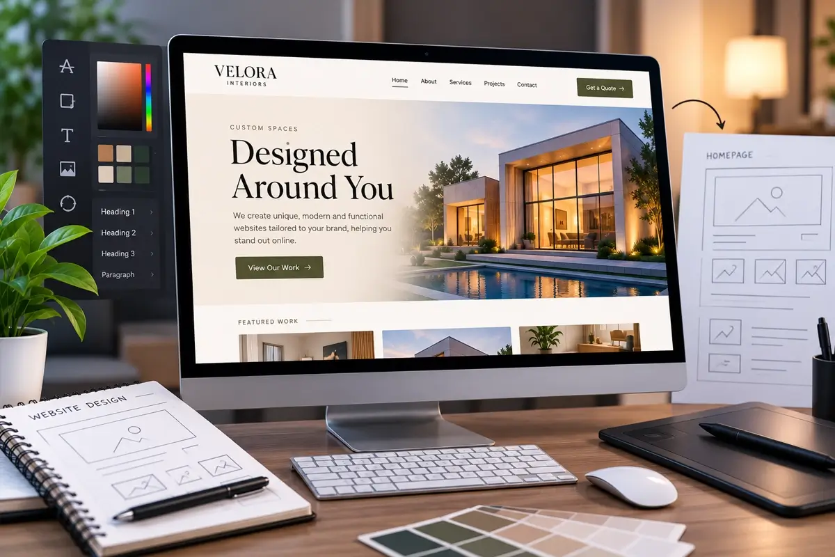 Custom website design layouts and colour palette created for a business brand