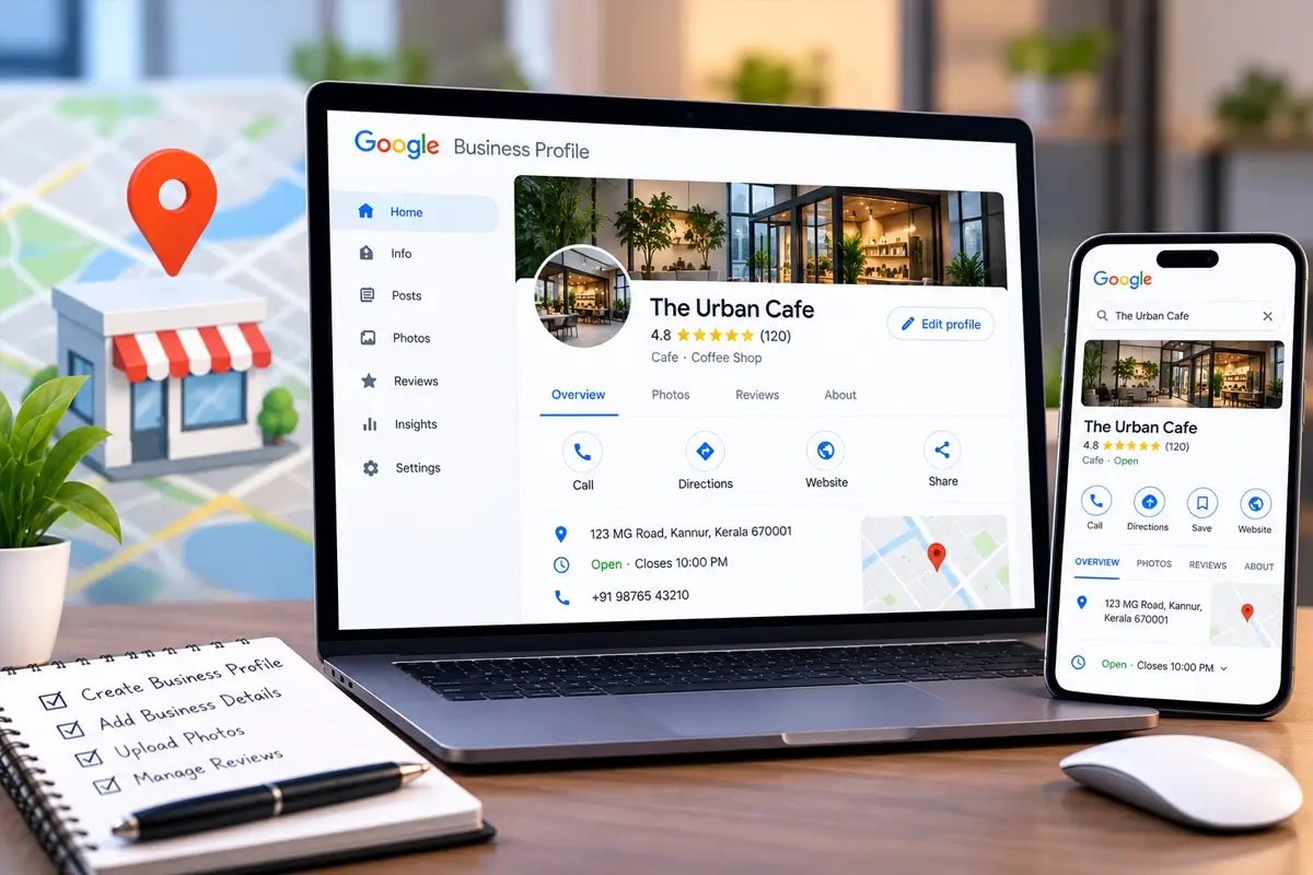 Google Business Profile listing for a local business shown on Google Maps