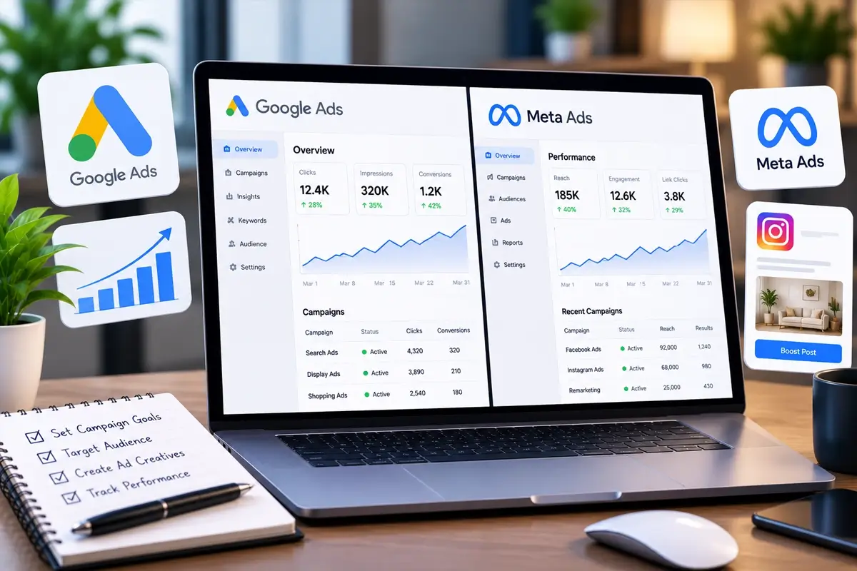 Dashboard for managing Meta and Google advertising campaigns