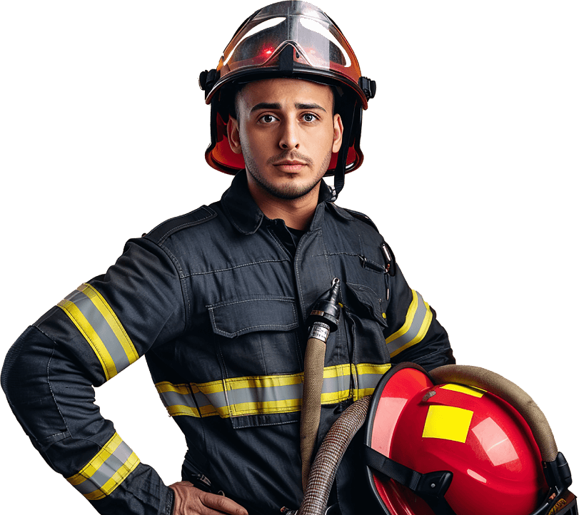 Fire rescuer in protective gear performing emergency rescue - Fire Safety & Emergency Response